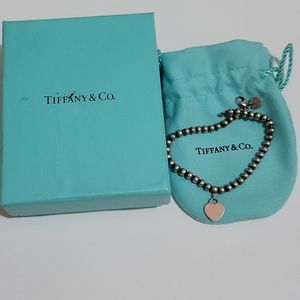 Tiffany pink heart tag bead bracelet